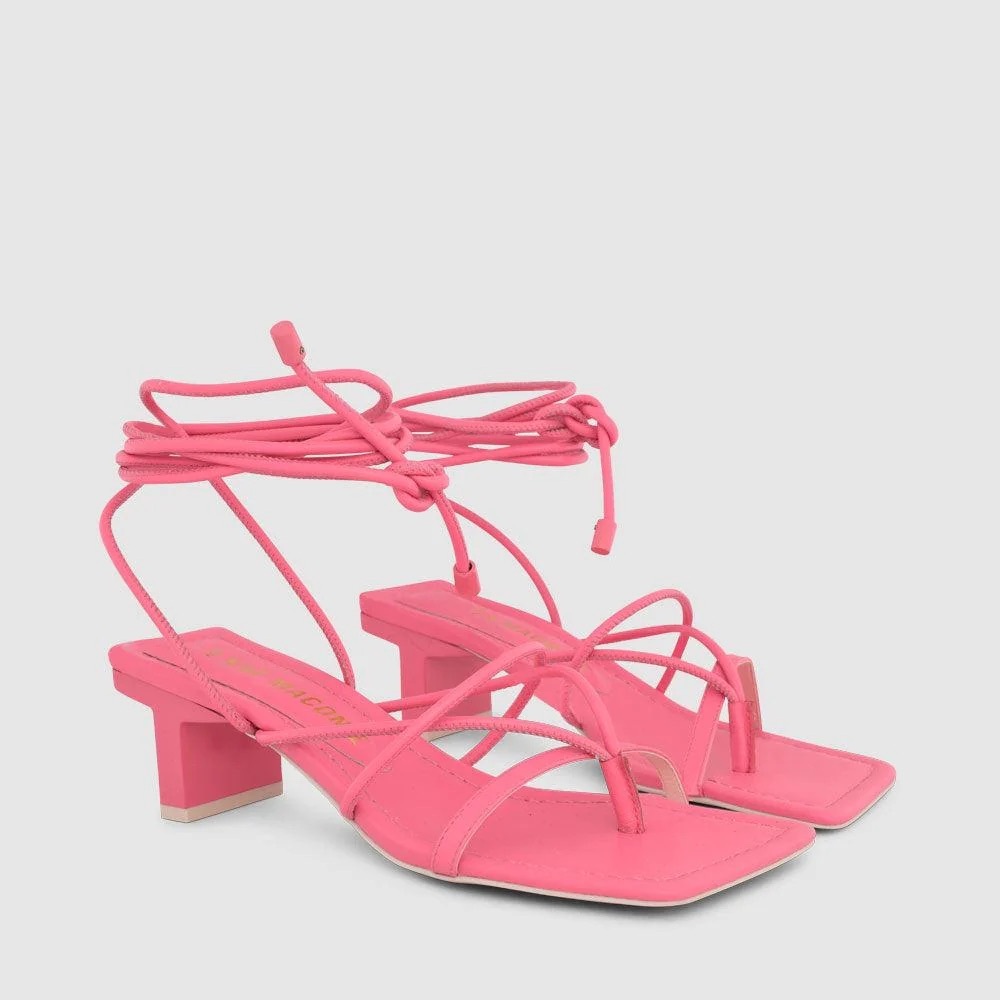 Elegant Pink Lace-Up Sandals